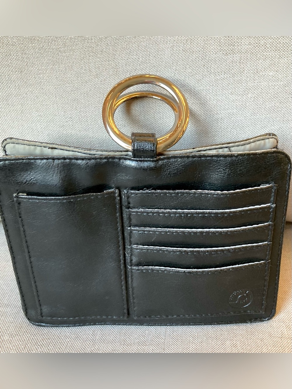 Vintage Pouchee Black Purse Organizer Insert Wallet Handbag Micro Card Holder